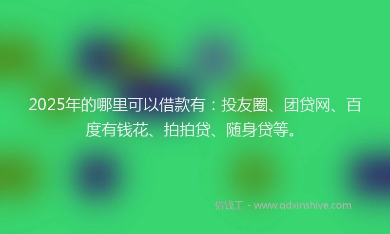 2025年的哪里可以借款有：投友圈、团贷网、百度有钱花、拍拍贷、随身贷等。