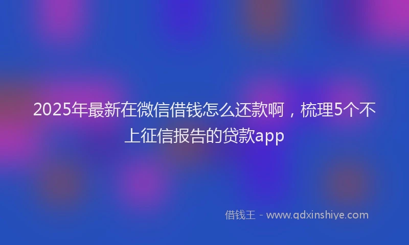 2025年最新在微信借钱怎么还款啊，梳理5个不上征信报告的贷款app