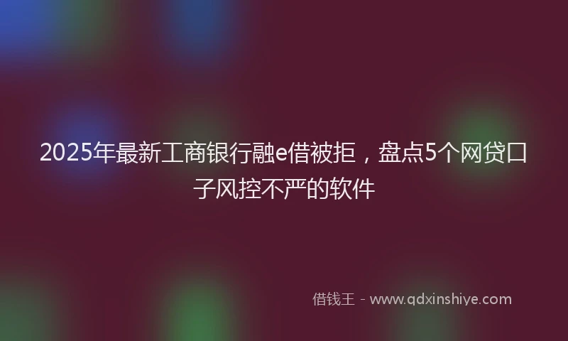 2025年最新工商银行融e借被拒，盘点5个网贷口子风控不严的软件
