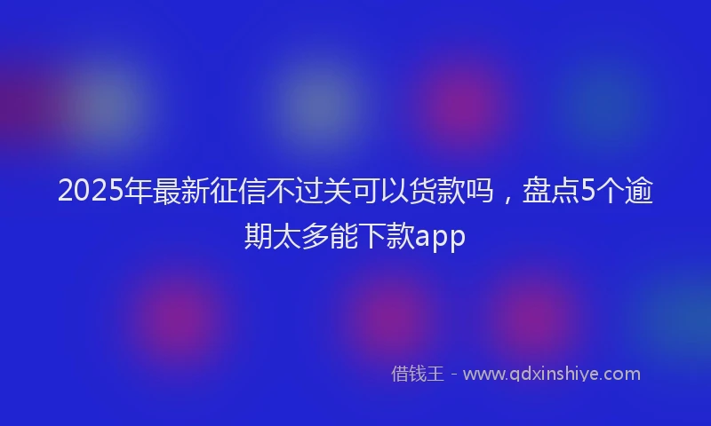 2025年最新征信不过关可以货款吗，盘点5个逾期太多能下款app