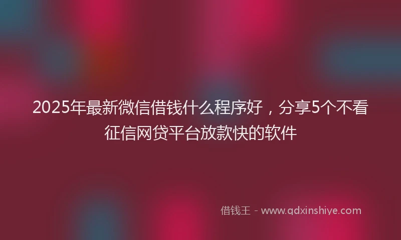 2025年最新微信借钱什么程序好，分享5个不看征信网贷平台放款快的软件
