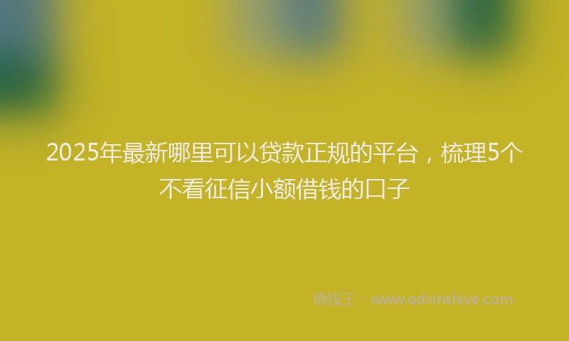 2025年最新哪里可以贷款正规的平台，梳理5个不看征信小额借钱的口子