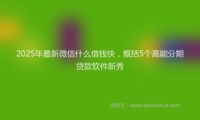 2025年最新微信什么借钱快，概括5个高能分期贷款软件新秀