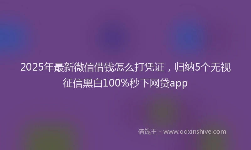 2025年最新微信借钱怎么打凭证，归纳5个无视征信黑白100%秒下网贷app