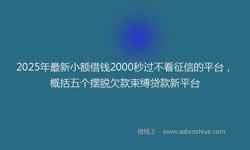 2025年最新小额借钱2000秒过不看征信的平台，概括五个摆脱欠款束缚贷款新平台