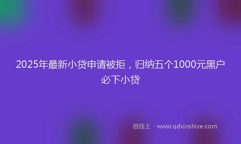 2025年最新小贷申请被拒，归纳五个1000元黑户必下小贷