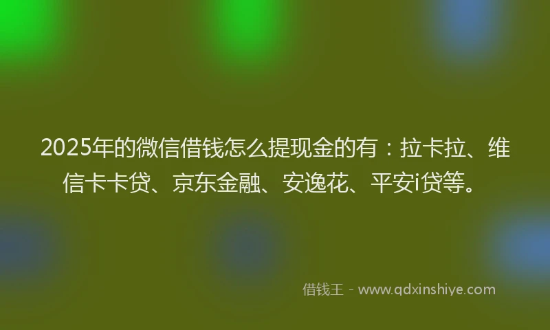 2025年的微信借钱怎么提现金的有：拉卡拉、维信卡卡贷、京东金融、安逸花、平安i贷等。