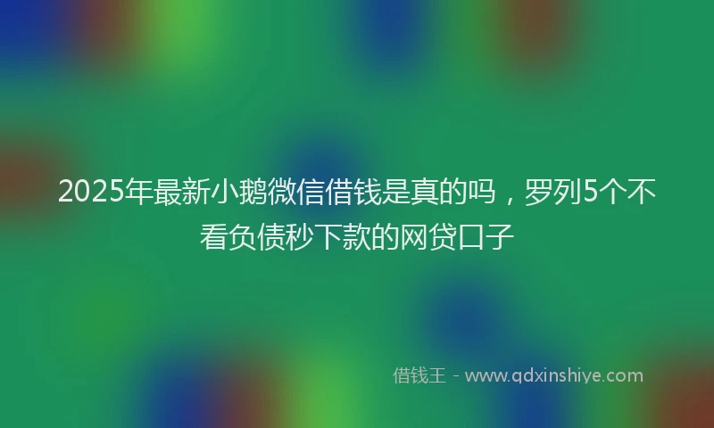 2025年最新小鹅微信借钱是真的吗，罗列5个不看负债秒下款的网贷口子