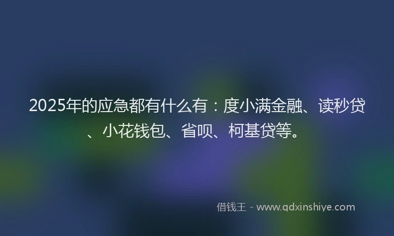2025年的应急都有什么有：度小满金融、读秒贷、小花钱包、省呗、柯基贷等。