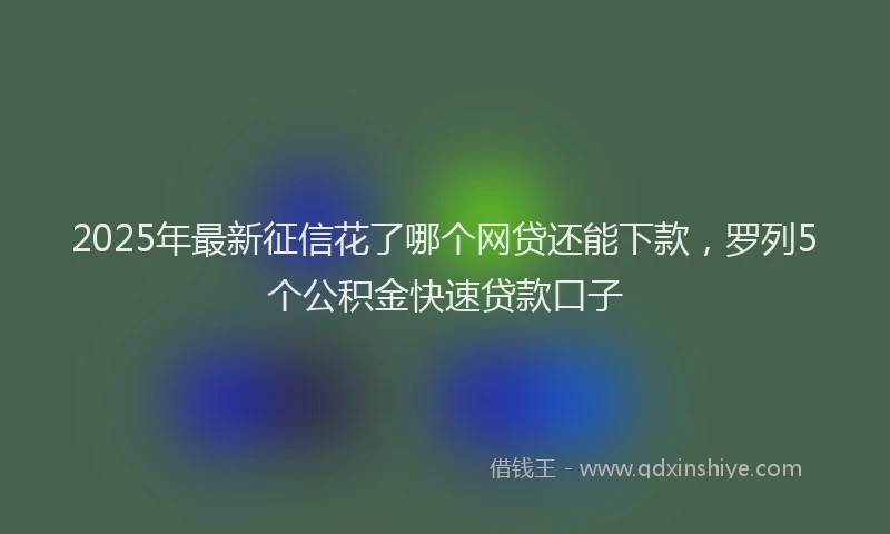 2025年最新征信花了哪个网贷还能下款，罗列5个公积金快速贷款口子