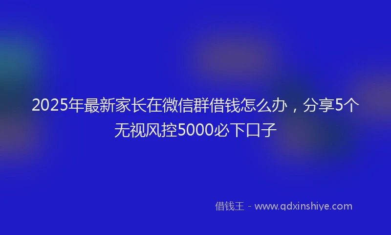 2025年最新家长在微信群借钱怎么办，分享5个无视风控5000必下口子