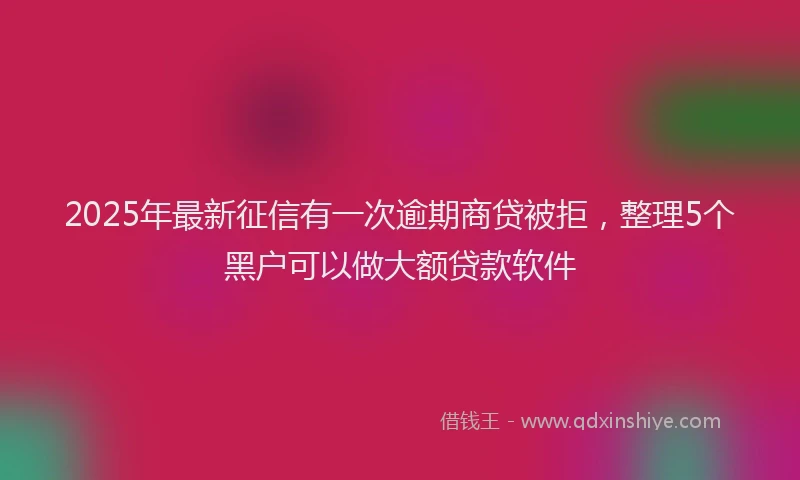 2025年最新征信有一次逾期商贷被拒，整理5个黑户可以做大额贷款软件