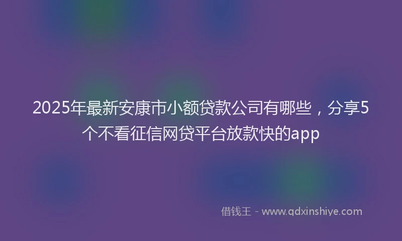 2025年最新安康市小额贷款公司有哪些，分享5个不看征信网贷平台放款快的app