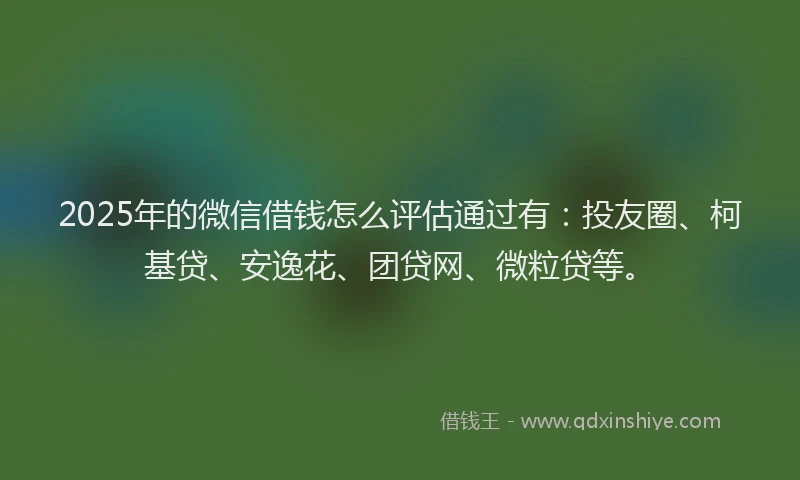 2025年的微信借钱怎么评估通过有：投友圈、柯基贷、安逸花、团贷网、微粒贷等。