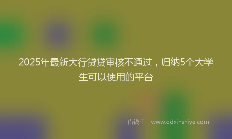 2025年最新大行贷贷审核不通过，归纳5个大学生可以使用的平台