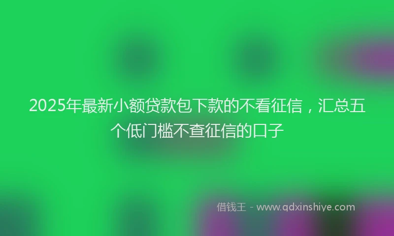 2025年最新小额贷款包下款的不看征信，汇总五个低门槛不查征信的口子