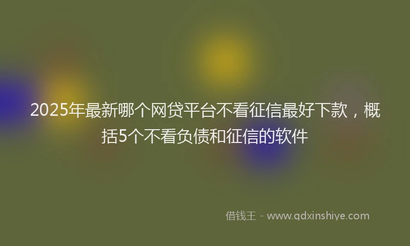 2025年最新哪个网贷平台不看征信最好下款，概括5个不看负债和征信的软件