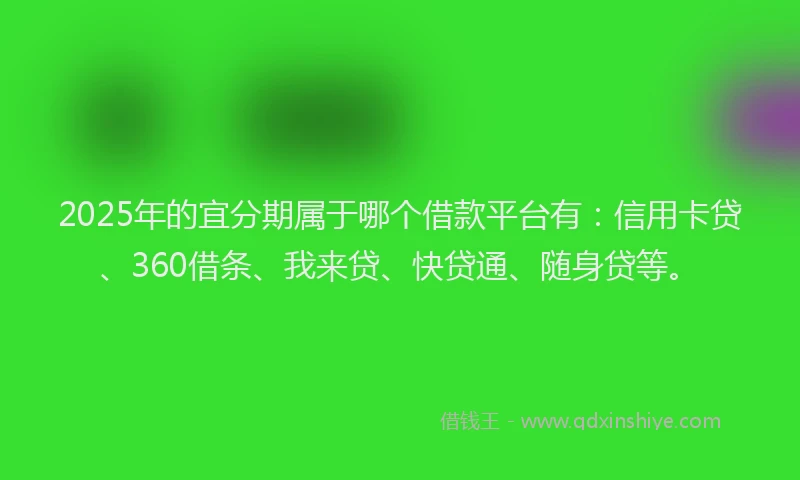 2025年的宜分期属于哪个借款平台有：信用卡贷、360借条、我来贷、快贷通、随身贷等。