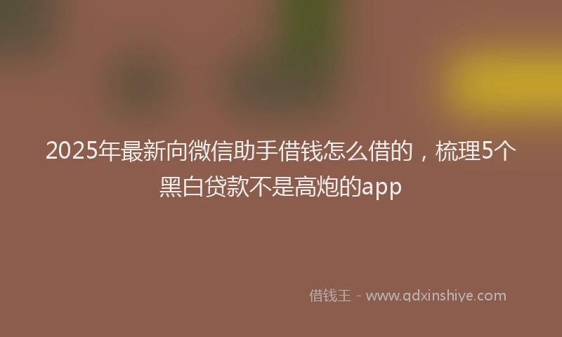 2025年最新向微信助手借钱怎么借的，梳理5个黑白贷款不是高炮的app