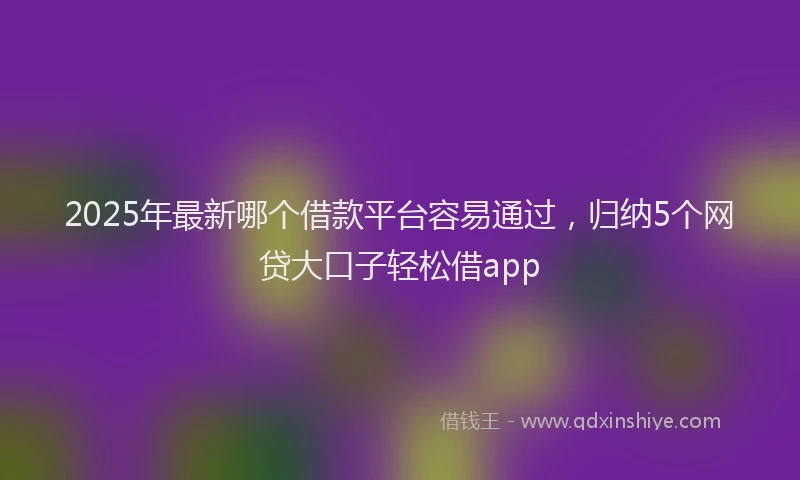 2025年最新哪个借款平台容易通过，归纳5个网贷大口子轻松借app
