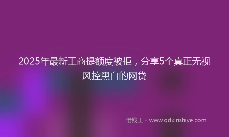 2025年最新工商提额度被拒，分享5个真正无视风控黑白的网贷