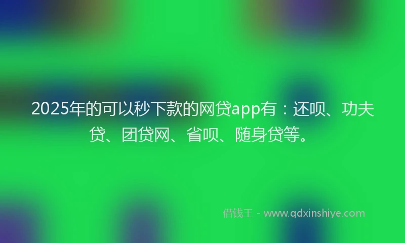 2025年的可以秒下款的网贷app有：还呗、功夫贷、团贷网、省呗、随身贷等。