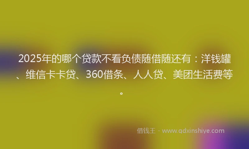 2025年的哪个贷款不看负债随借随还有：洋钱罐、维信卡卡贷、360借条、人人贷、美团生活费等。