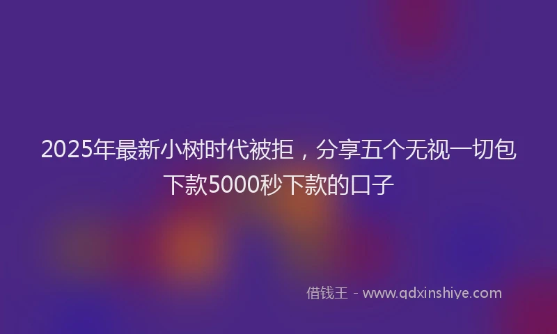 2025年最新小树时代被拒，分享五个无视一切包下款5000秒下款的口子