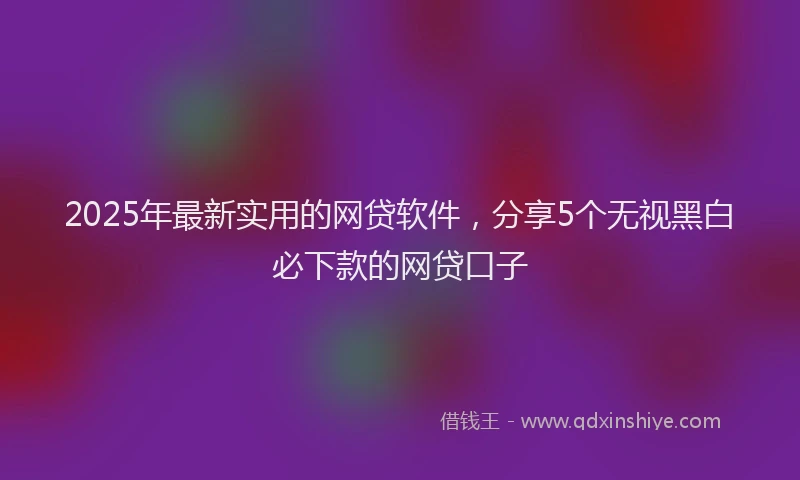 2025年最新实用的网贷软件，分享5个无视黑白必下款的网贷口子