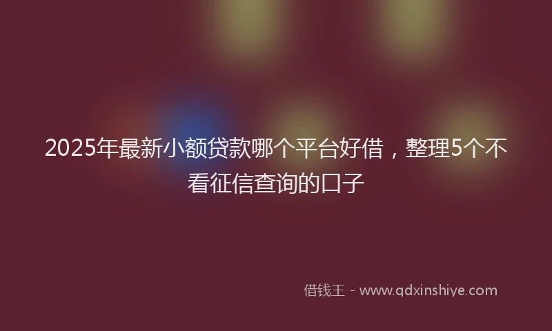 2025年最新小额贷款哪个平台好借，整理5个不看征信查询的口子