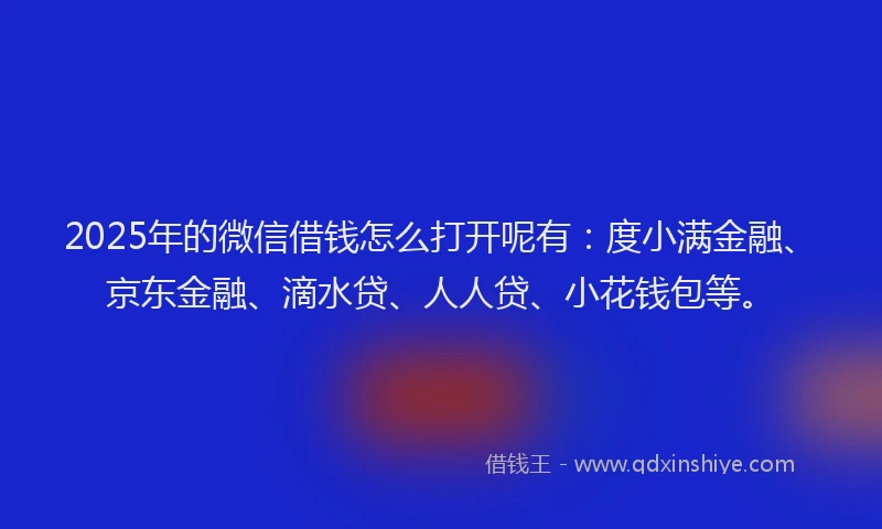 2025年的微信借钱怎么打开呢有：度小满金融、京东金融、滴水贷、人人贷、小花钱包等。