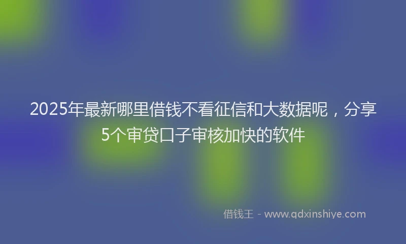 2025年最新哪里借钱不看征信和大数据呢，分享5个审贷口子审核加快的软件