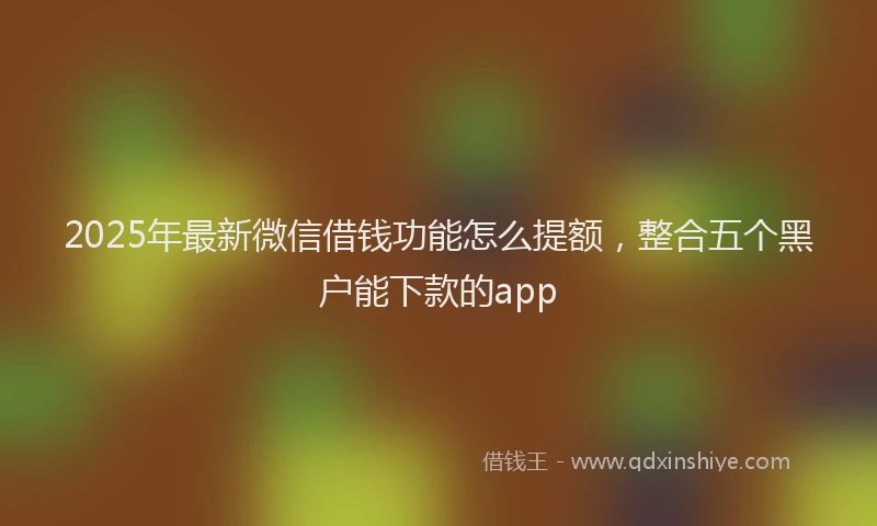2025年最新微信借钱功能怎么提额，整合五个黑户能下款的app