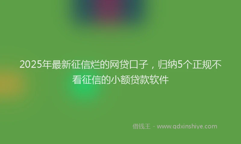 2025年最新征信烂的网贷口子，归纳5个正规不看征信的小额贷款软件