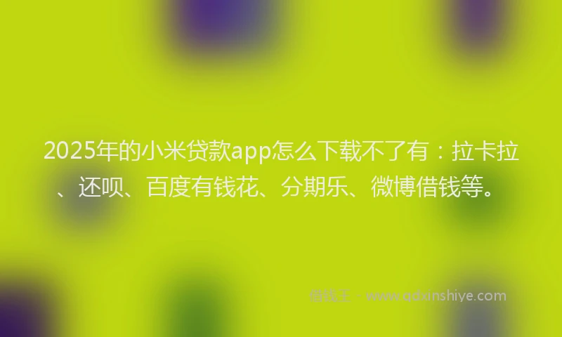 2025年的小米贷款app怎么下载不了有：拉卡拉、还呗、百度有钱花、分期乐、微博借钱等。