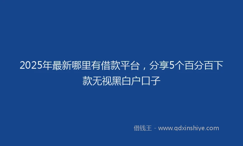 2025年最新哪里有借款平台，分享5个百分百下款无视黑白户口子