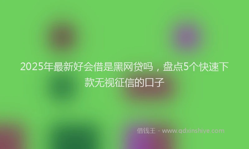 2025年最新好会借是黑网贷吗，盘点5个快速下款无视征信的口子