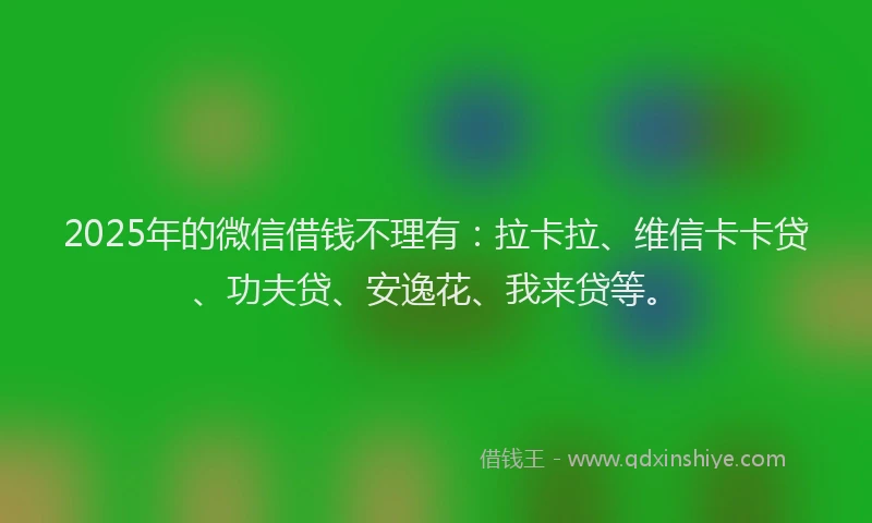 2025年的微信借钱不理有：拉卡拉、维信卡卡贷、功夫贷、安逸花、我来贷等。