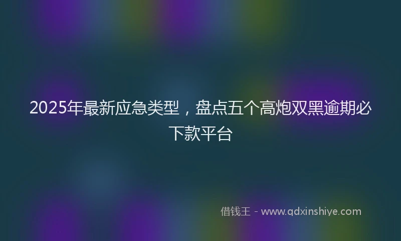 2025年最新应急类型，盘点五个高炮双黑逾期必下款平台