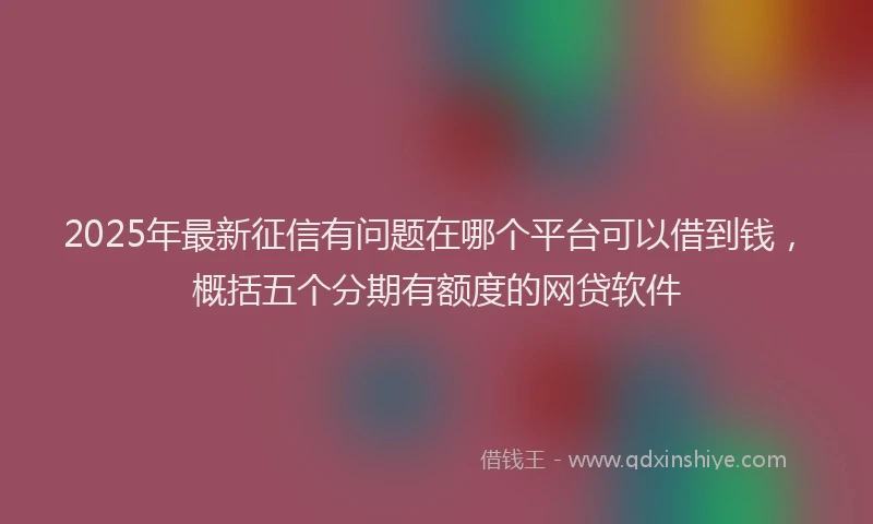 2025年最新征信有问题在哪个平台可以借到钱，概括五个分期有额度的网贷软件