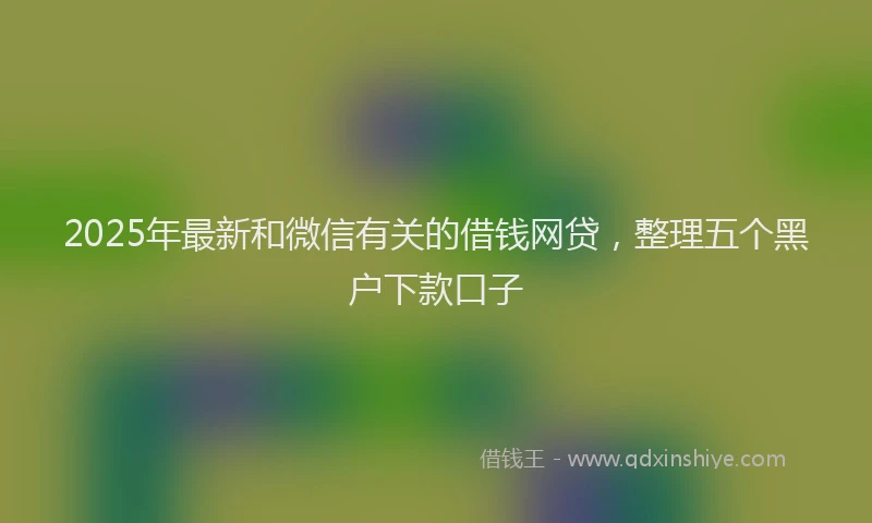 2025年最新和微信有关的借钱网贷，整理五个黑户下款口子