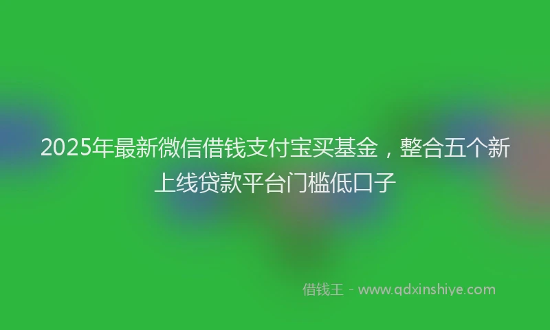 2025年最新微信借钱支付宝买基金，整合五个新上线贷款平台门槛低口子
