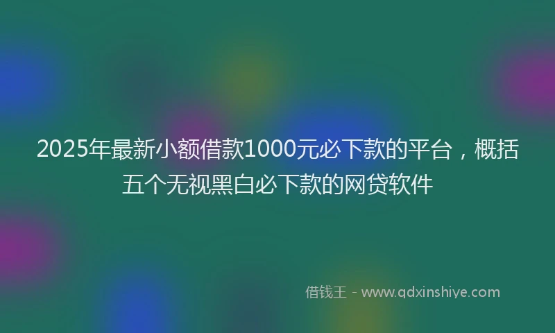 2025年最新小额借款1000元必下款的平台，概括五个无视黑白必下款的网贷软件
