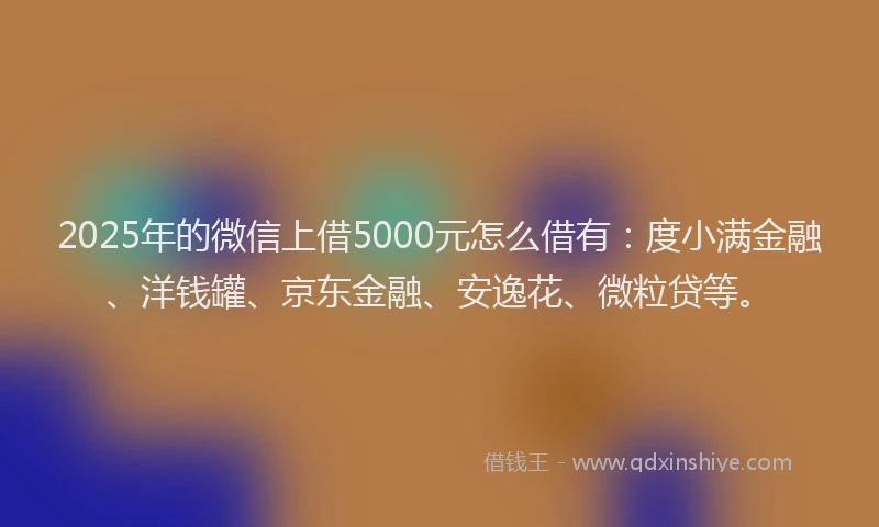 2025年的微信上借5000元怎么借有：度小满金融、洋钱罐、京东金融、安逸花、微粒贷等。