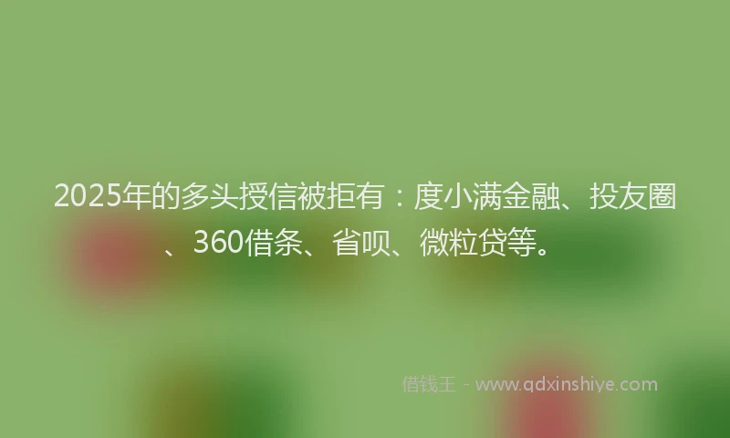 2025年的多头授信被拒有：度小满金融、投友圈、360借条、省呗、微粒贷等。