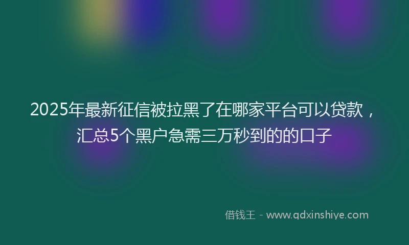2025年最新征信被拉黑了在哪家平台可以贷款，汇总5个黑户急需三万秒到的的口子