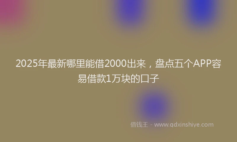 2025年最新哪里能借2000出来，盘点五个APP容易借款1万块的口子