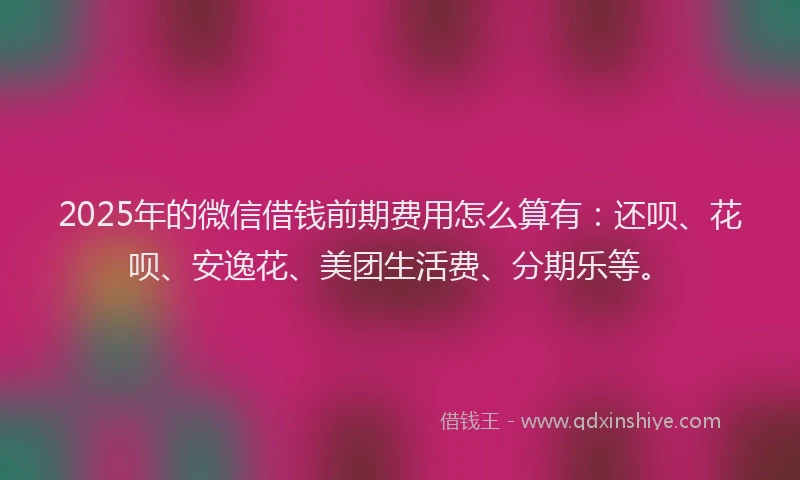 2025年的微信借钱前期费用怎么算有：还呗、花呗、安逸花、美团生活费、分期乐等。