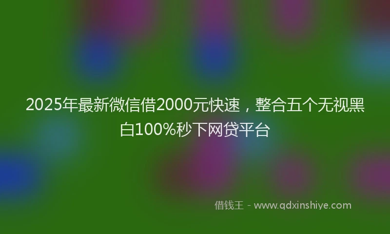 2025年最新微信借2000元快速，整合五个无视黑白100%秒下网贷平台