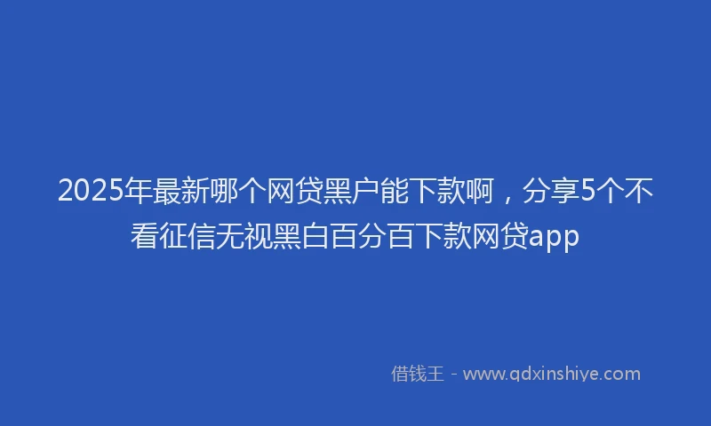 2025年最新哪个网贷黑户能下款啊，分享5个不看征信无视黑白百分百下款网贷app